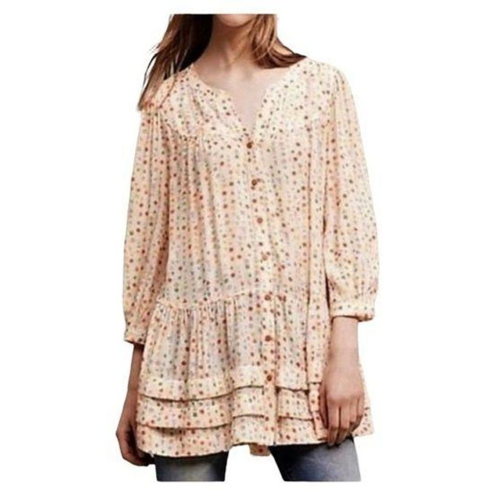 Anthropologie Maeve Paccia Ruffle Tiered Tunic Blouse